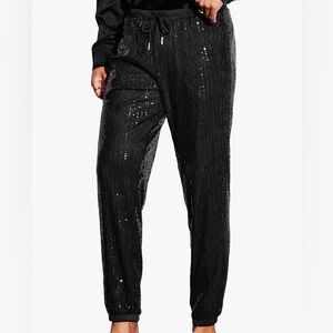 NWT Sequin Black Jogger Pants, unisex